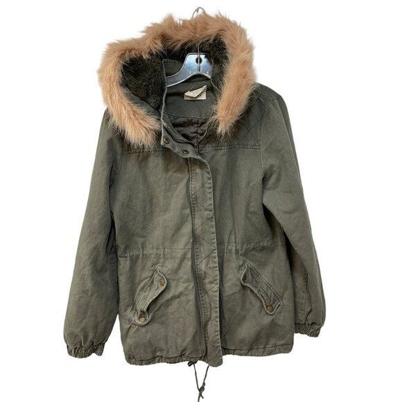Ashley by 26 International Cargo Utility Jacket Faux Fur Hoodie Women’s Size M - Picture 2 of 10